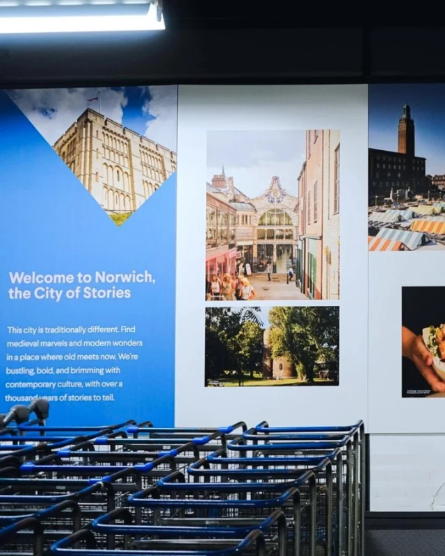 Fly to Norwich Airport✈️ Whether it's a quick business trip or a weekend escape, enjoy the convenience of having a local airport just minutes from the city. With quick links to Amsterdam, you can easily hop onwards to destinations around the globe. When returning, look out for these beautiful signs welcoming you back to the City of Stories. #NorwichAiport #TransportinNorwich #WorkinNorwich